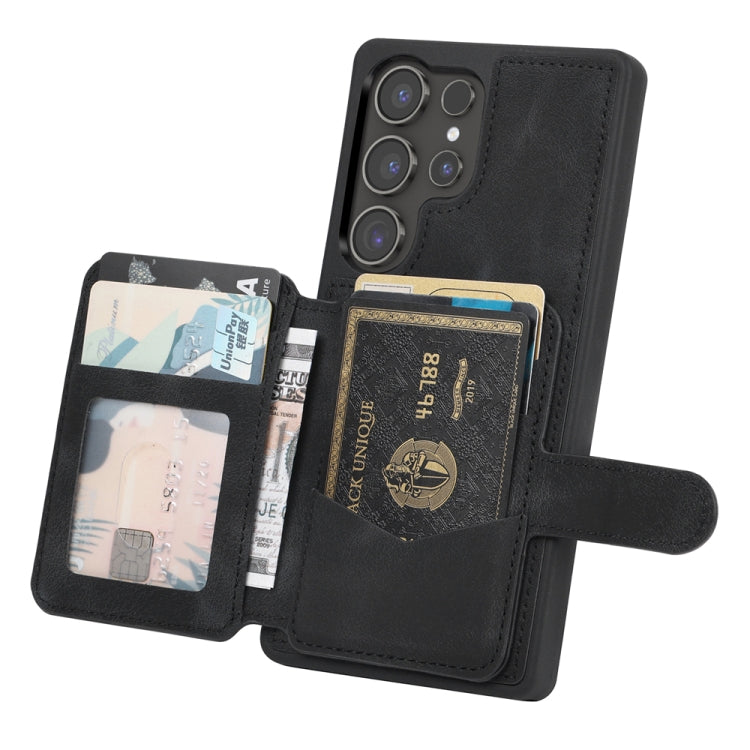 For Samsung Galaxy S25 Ultra 5G Skin Feel Dream RFID Anti-theft PU Card Bag Phone Case(Black) by buy2fix