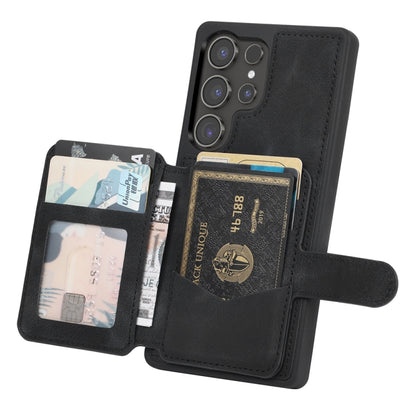 For Samsung Galaxy S25 Ultra 5G Skin Feel Dream RFID Anti-theft PU Card Bag Phone Case(Black) by buy2fix