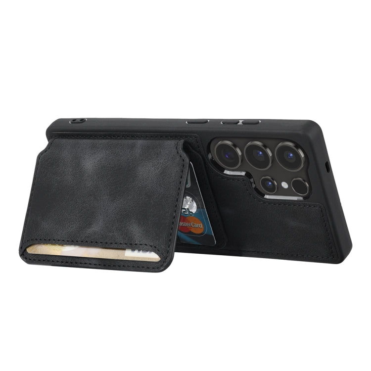 For Samsung Galaxy S25 Ultra 5G Skin Feel Dream RFID Anti-theft PU Card Bag Phone Case(Black) by buy2fix