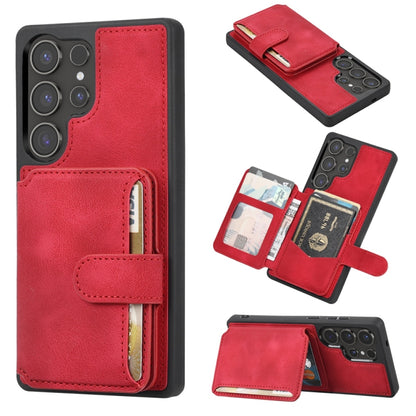 For Samsung Galaxy S25 Ultra 5G Skin Feel Dream RFID Anti-theft PU Card Bag Phone Case(Red) by buy2fix