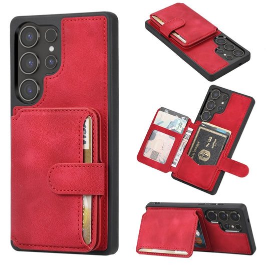 For Samsung Galaxy S25 Ultra 5G Skin Feel Dream RFID Anti-theft PU Card Bag Phone Case(Red) by buy2fix