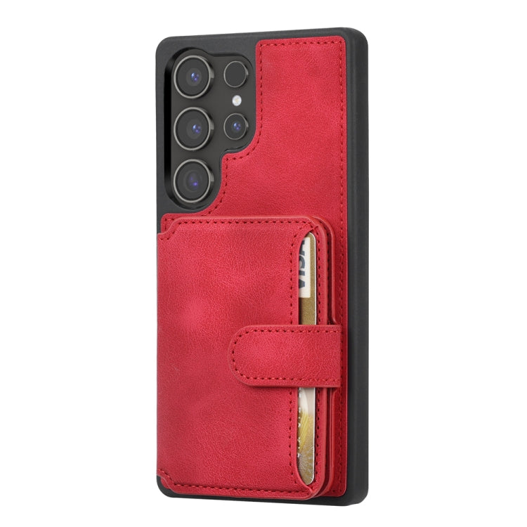 For Samsung Galaxy S25 Ultra 5G Skin Feel Dream RFID Anti-theft PU Card Bag Phone Case(Red) by buy2fix