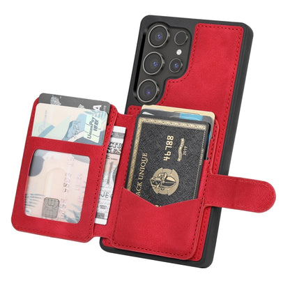 For Samsung Galaxy S25 Ultra 5G Skin Feel Dream RFID Anti-theft PU Card Bag Phone Case(Red) by buy2fix