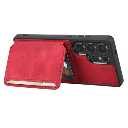 For Samsung Galaxy S25 Ultra 5G Skin Feel Dream RFID Anti-theft PU Card Bag Phone Case(Red) by buy2fix