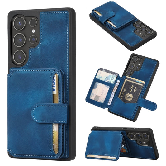 For Samsung Galaxy S25 Ultra 5G Skin Feel Dream RFID Anti-theft PU Card Bag Phone Case(Peacock Blue) by buy2fix