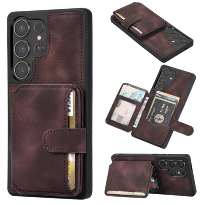 For Samsung Galaxy S25 Ultra 5G Skin Feel Dream RFID Anti-theft PU Card Bag Phone Case(Coffee) by buy2fix