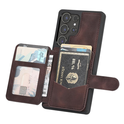 For Samsung Galaxy S25 Ultra 5G Skin Feel Dream RFID Anti-theft PU Card Bag Phone Case(Coffee) by buy2fix