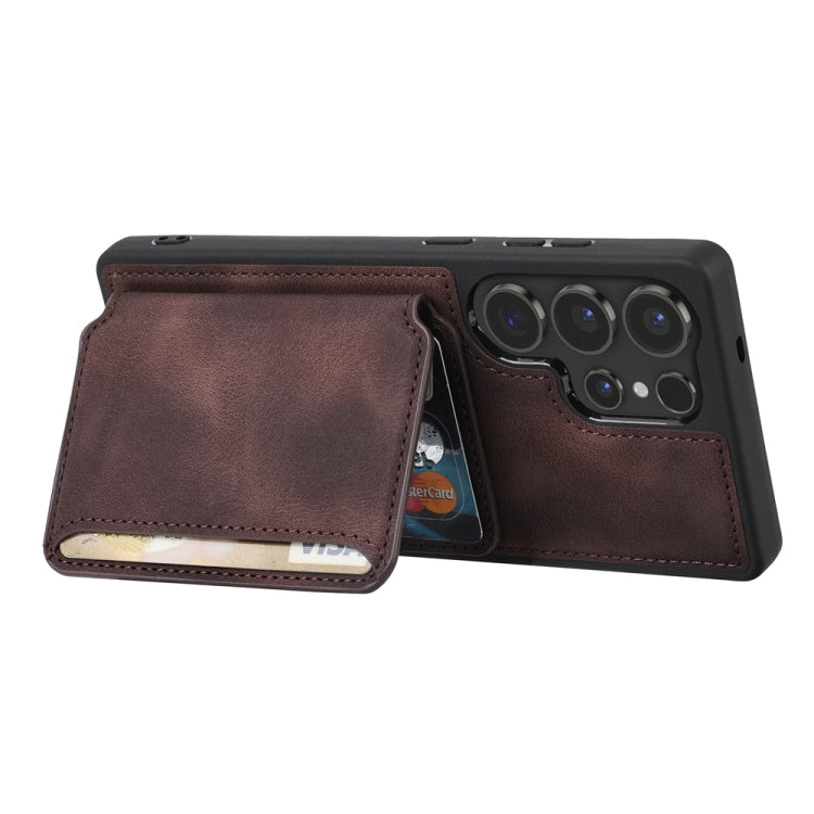 For Samsung Galaxy S25 Ultra 5G Skin Feel Dream RFID Anti-theft PU Card Bag Phone Case(Coffee) by buy2fix