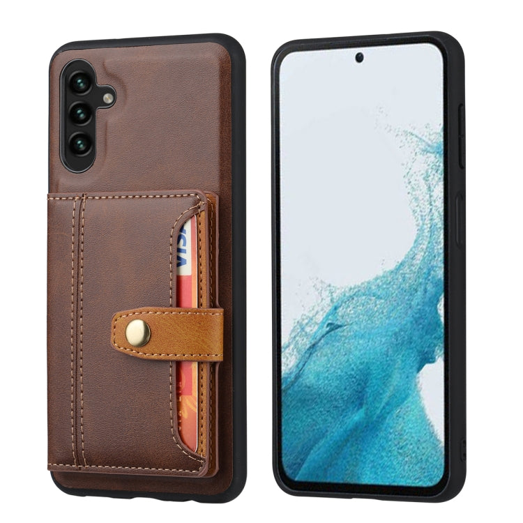 For Samsung Galaxy S25+ 5G Calfskin Card Slot TPU Hybrid PU Phone Case(Brown) by buy2fix
