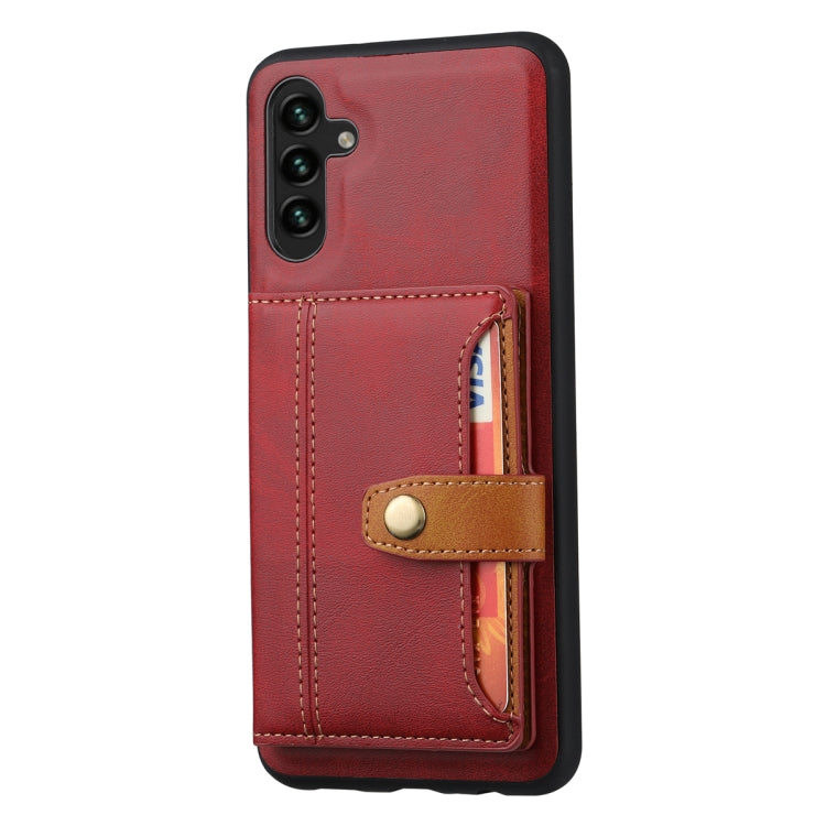 For Samsung Galaxy S25 5G Calfskin Card Slot TPU Hybrid PU Phone Case(Red) by buy2fix