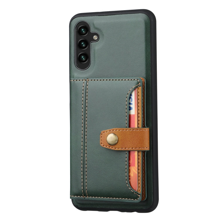 For Samsung Galaxy S25 5G Calfskin Card Slot TPU Hybrid PU Phone Case(Green) by buy2fix