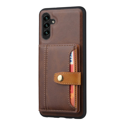 For Samsung Galaxy S25 5G Calfskin Card Slot TPU Hybrid PU Phone Case(Brown) by buy2fix