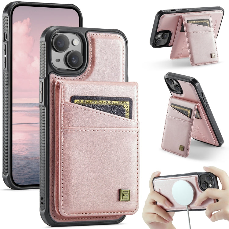 For iPhone 14 Plus AutSpace A12 MagSafe Magnetic RFID Card Bag Phone Case(Rose Gold) - iPhone 14 Plus Cases by AutSpace | Online Shopping UK | buy2fix