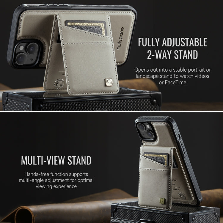 For iPhone 14 Plus AutSpace A12 MagSafe Magnetic RFID Card Bag Phone Case(Khaki) - iPhone 14 Plus Cases by AutSpace | Online Shopping UK | buy2fix