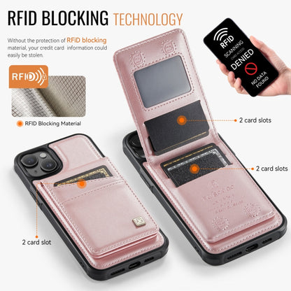 For iPhone 14 AutSpace A12 MagSafe Magnetic RFID Card Bag Phone Case(Rose Gold) - iPhone 14 Cases by AutSpace | Online Shopping UK | buy2fix