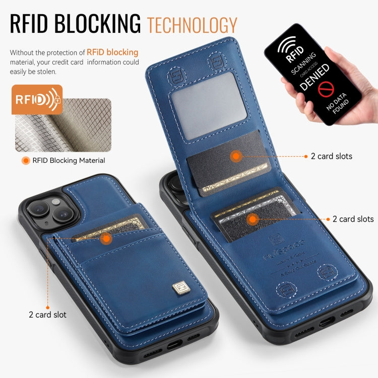 For iPhone 14 AutSpace A12 MagSafe Magnetic RFID Card Bag Phone Case(Blue) - iPhone 14 Cases by AutSpace | Online Shopping UK | buy2fix