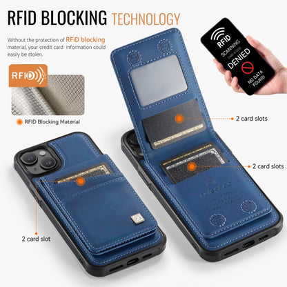 For iPhone 14 AutSpace A12 MagSafe Magnetic RFID Card Bag Phone Case(Blue) - iPhone 14 Cases by AutSpace | Online Shopping UK | buy2fix