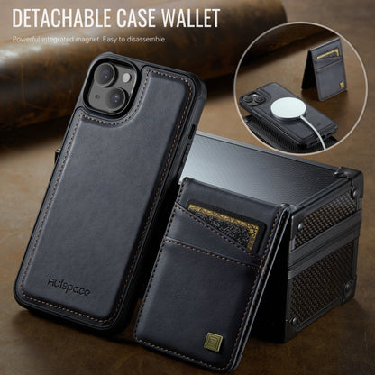 For iPhone 14 AutSpace A12 MagSafe Magnetic RFID Card Bag Phone Case(Black) - iPhone 14 Cases by AutSpace | Online Shopping UK | buy2fix
