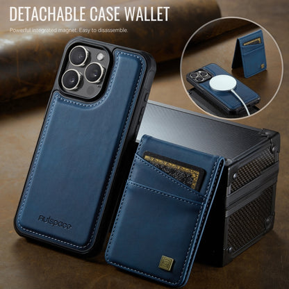 For iPhone 14 Pro AutSpace A12 MagSafe Magnetic RFID Card Bag Phone Case(Blue) - iPhone 14 Pro Cases by AutSpace | Online Shopping UK | buy2fix