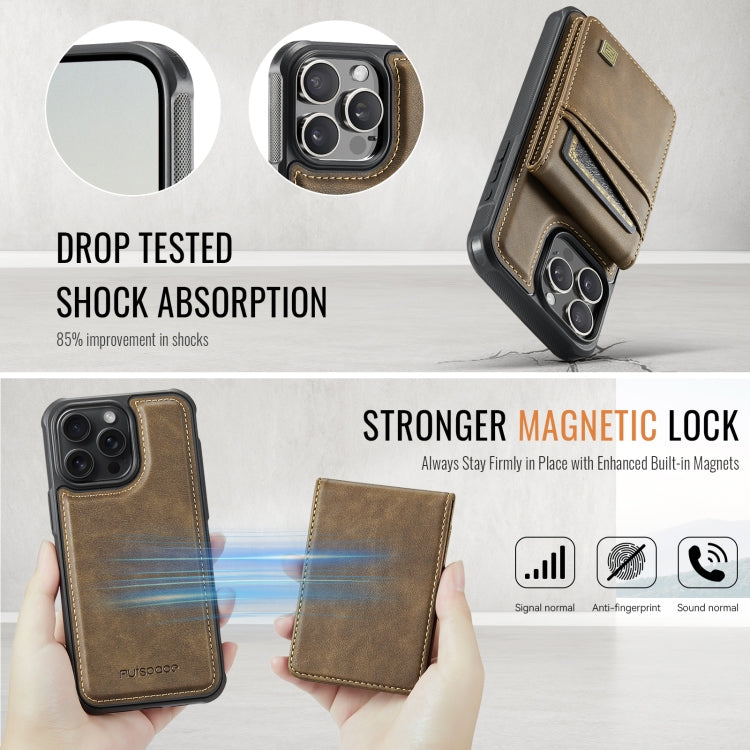 For iPhone 14 Pro AutSpace A12 MagSafe Magnetic RFID Card Bag Phone Case(Coffee) - iPhone 14 Pro Cases by AutSpace | Online Shopping UK | buy2fix