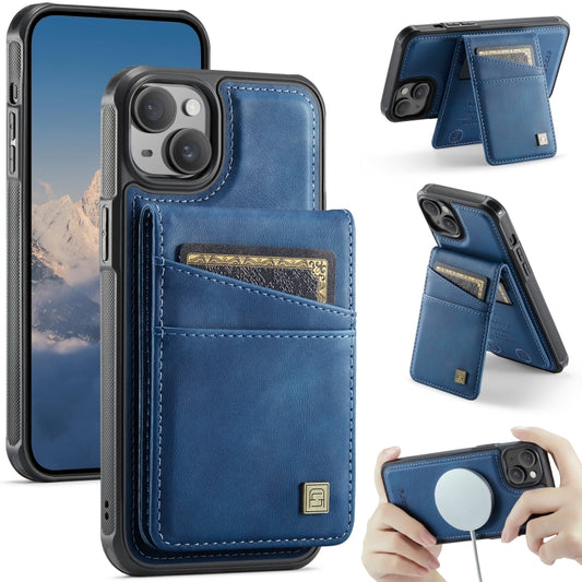 For iPhone 13 AutSpace A12 MagSafe Magnetic RFID Card Bag Phone Case(Blue) - iPhone 13 Cases by AutSpace | Online Shopping UK | buy2fix