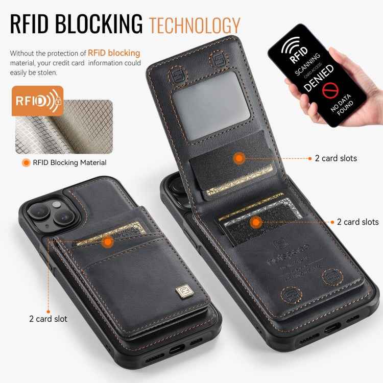 For iPhone 13 AutSpace A12 MagSafe Magnetic RFID Card Bag Phone Case(Black) - iPhone 13 Cases by AutSpace | Online Shopping UK | buy2fix