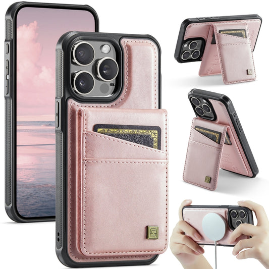 For iPhone 12 / 12 Pro AutSpace A12 MagSafe Magnetic RFID Card Bag Phone Case(Rose Gold) - iPhone 12 / 12 Pro Cases by AutSpace | Online Shopping UK | buy2fix