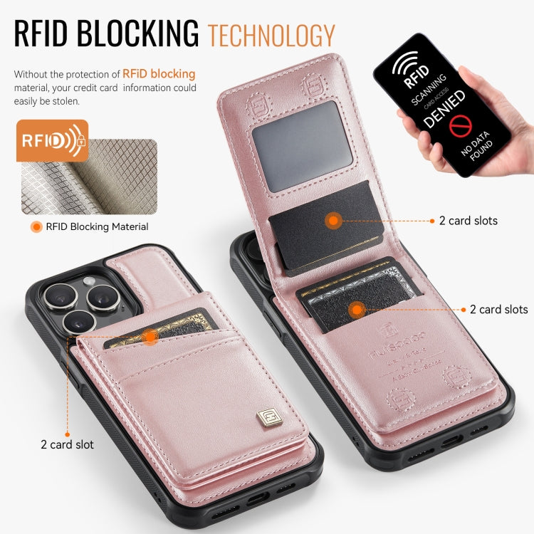 For iPhone 12 / 12 Pro AutSpace A12 MagSafe Magnetic RFID Card Bag Phone Case(Rose Gold) - iPhone 12 / 12 Pro Cases by AutSpace | Online Shopping UK | buy2fix