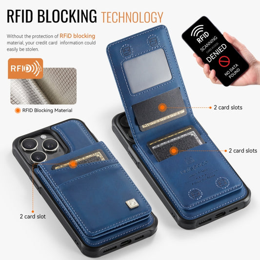 For iPhone 12 / 12 Pro AutSpace A12 MagSafe Magnetic RFID Card Bag Phone Case(Blue) - iPhone 12 / 12 Pro Cases by AutSpace | Online Shopping UK | buy2fix