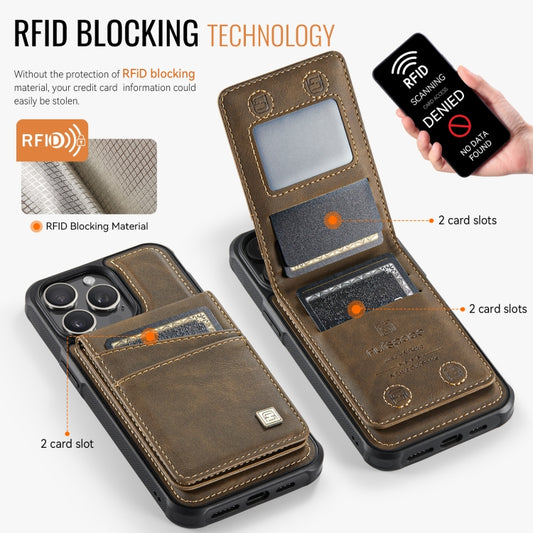 For iPhone 12 / 12 Pro AutSpace A12 MagSafe Magnetic RFID Card Bag Phone Case(Coffee) - iPhone 12 / 12 Pro Cases by AutSpace | Online Shopping UK | buy2fix