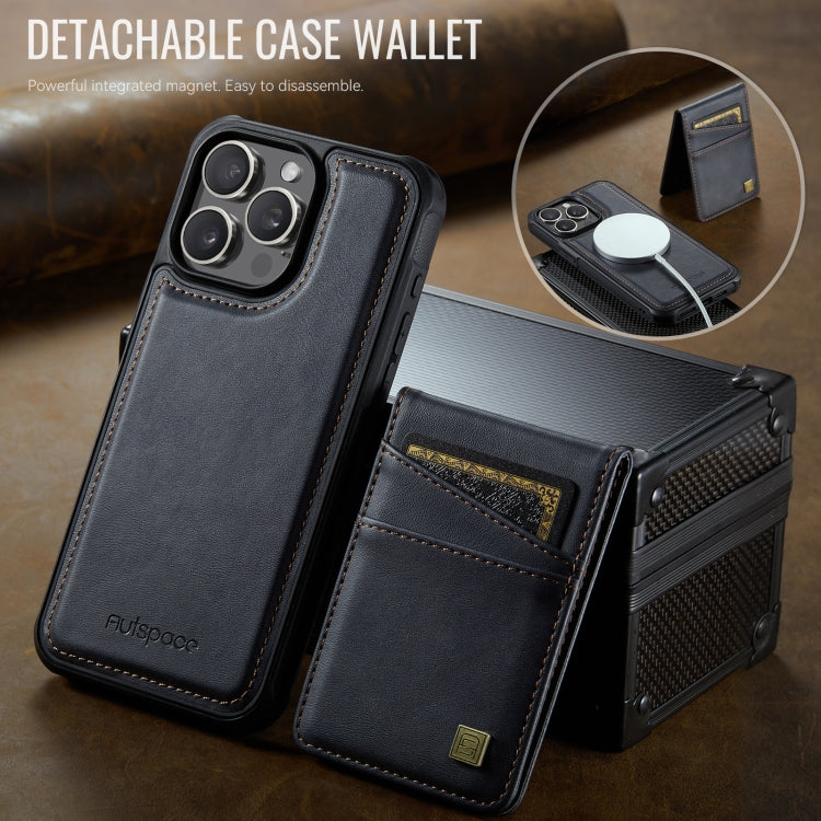 For iPhone 12 / 12 Pro AutSpace A12 MagSafe Magnetic RFID Card Bag Phone Case(Black) - iPhone 12 / 12 Pro Cases by AutSpace | Online Shopping UK | buy2fix