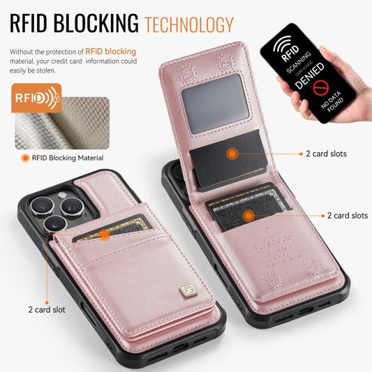 For iPhone 16 Pro Max AutSpace A12 MagSafe Magnetic RFID Card Bag Phone Case(Rose Gold) - iPhone 16 Pro Max Cases by AutSpace | Online Shopping UK | buy2fix