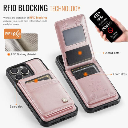 For iPhone 16 Pro AutSpace A12 MagSafe Magnetic RFID Card Bag Phone Case(Rose Gold) - iPhone 16 Pro Cases by AutSpace | Online Shopping UK | buy2fix