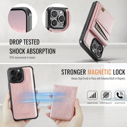 For iPhone 16 Pro AutSpace A12 MagSafe Magnetic RFID Card Bag Phone Case(Rose Gold) - iPhone 16 Pro Cases by AutSpace | Online Shopping UK | buy2fix
