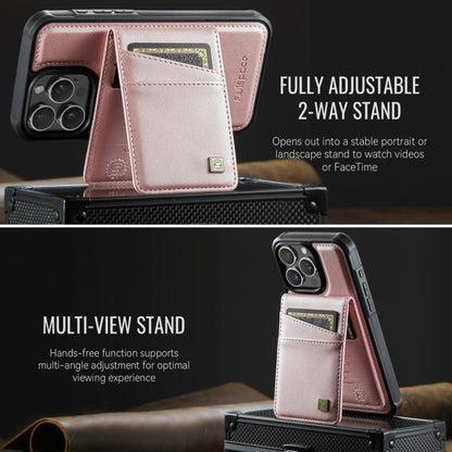 For iPhone 16 Pro AutSpace A12 MagSafe Magnetic RFID Card Bag Phone Case(Rose Gold) - iPhone 16 Pro Cases by AutSpace | Online Shopping UK | buy2fix