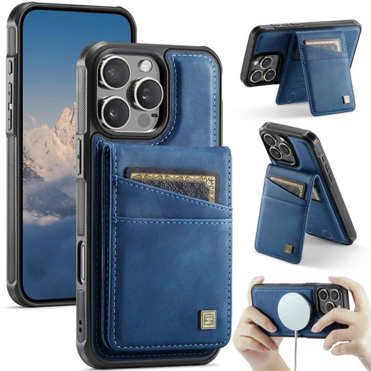 For iPhone 16 Pro AutSpace A12 MagSafe Magnetic RFID Card Bag Phone Case(Blue) - iPhone 16 Pro Cases by AutSpace | Online Shopping UK | buy2fix