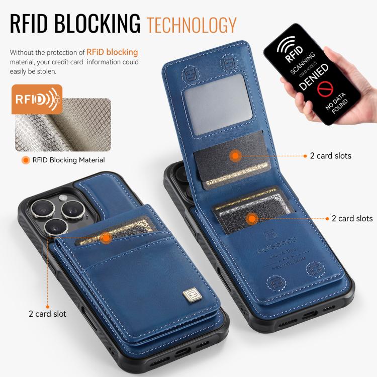 For iPhone 16 Pro AutSpace A12 MagSafe Magnetic RFID Card Bag Phone Case(Blue) - iPhone 16 Pro Cases by AutSpace | Online Shopping UK | buy2fix