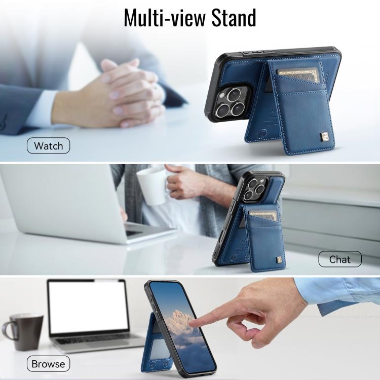 For iPhone 16 Pro AutSpace A12 MagSafe Magnetic RFID Card Bag Phone Case(Blue) - iPhone 16 Pro Cases by AutSpace | Online Shopping UK | buy2fix