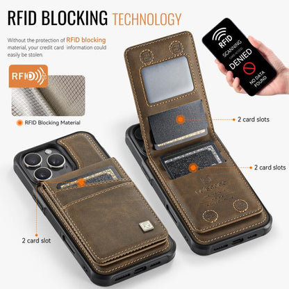 For iPhone 16 Pro AutSpace A12 MagSafe Magnetic RFID Card Bag Phone Case(Coffee) - iPhone 16 Pro Cases by AutSpace | Online Shopping UK | buy2fix