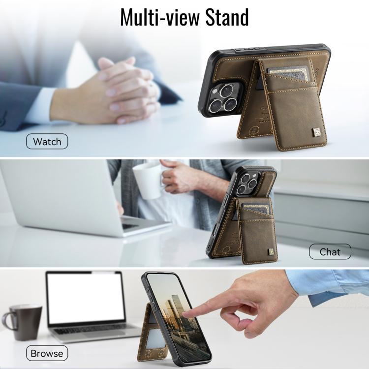For iPhone 16 Pro AutSpace A12 MagSafe Magnetic RFID Card Bag Phone Case(Coffee) - iPhone 16 Pro Cases by AutSpace | Online Shopping UK | buy2fix