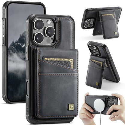 For iPhone 16 Pro AutSpace A12 MagSafe Magnetic RFID Card Bag Phone Case(Black) - iPhone 16 Pro Cases by AutSpace | Online Shopping UK | buy2fix