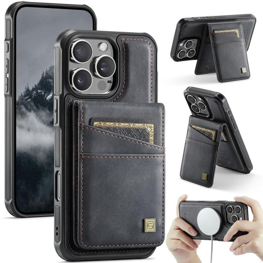 For iPhone 16 Pro AutSpace A12 MagSafe Magnetic RFID Card Bag Phone Case(Black) - iPhone 16 Pro Cases by AutSpace | Online Shopping UK | buy2fix