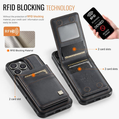 For iPhone 16 Pro AutSpace A12 MagSafe Magnetic RFID Card Bag Phone Case(Black) - iPhone 16 Pro Cases by AutSpace | Online Shopping UK | buy2fix