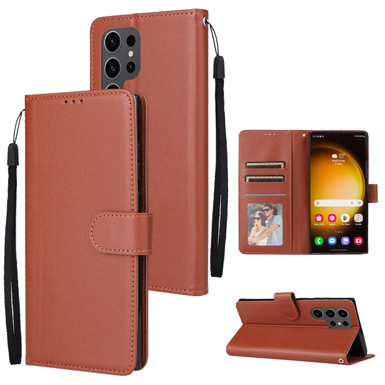 For Samsung Galaxy S25 Ultra 5G 3-Card Slots Multifunctional Leather Phone Case(Brown) by buy2fix