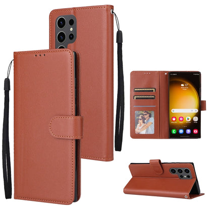 For Samsung Galaxy S25 Ultra 5G 3-Card Slots Multifunctional Leather Phone Case(Brown) by buy2fix