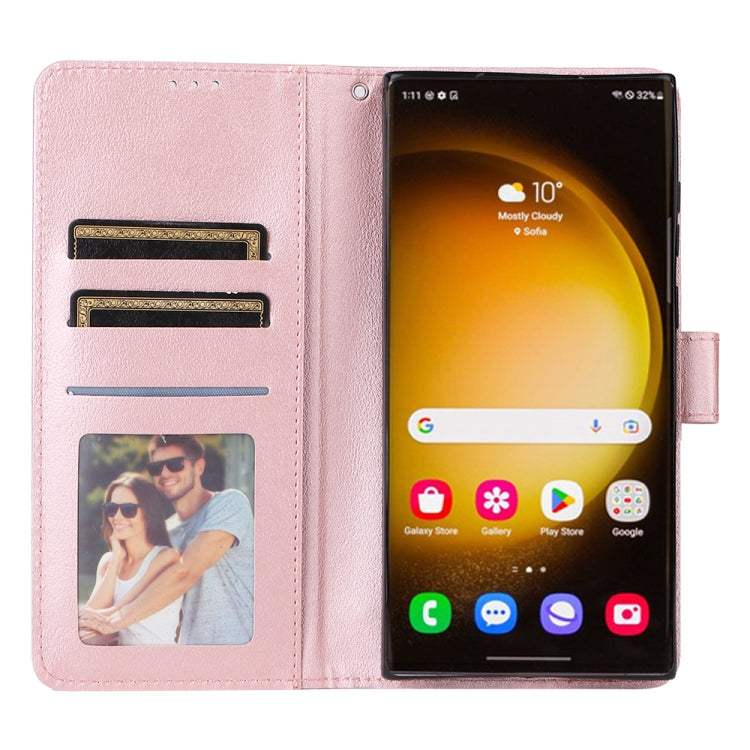 For Samsung Galaxy S25 Ultra 5G 3-Card Slots Multifunctional Leather Phone Case(Rose Gold) by buy2fix