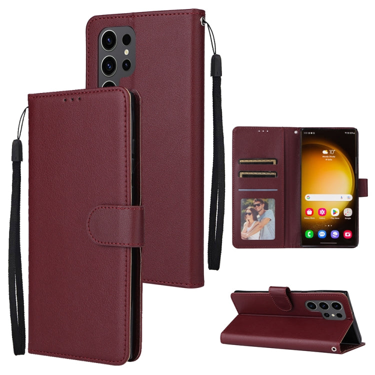 For Samsung Galaxy S25 Ultra 5G 3-Card Slots Multifunctional Leather Phone Case(Wine Red) by buy2fix