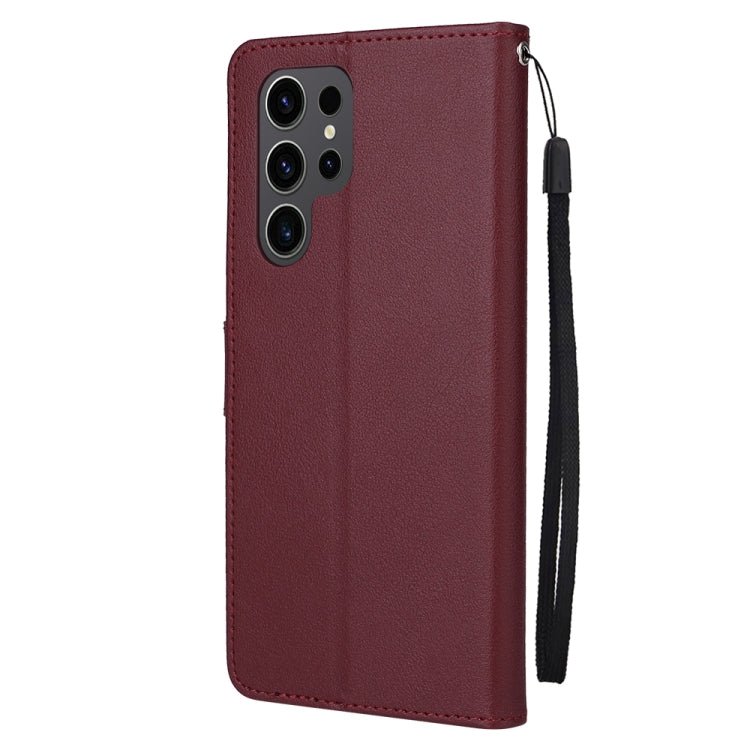 For Samsung Galaxy S25 Ultra 5G 3-Card Slots Multifunctional Leather Phone Case(Wine Red) by buy2fix