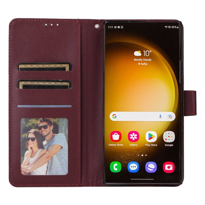 For Samsung Galaxy S25 Ultra 5G 3-Card Slots Multifunctional Leather Phone Case(Wine Red) by buy2fix