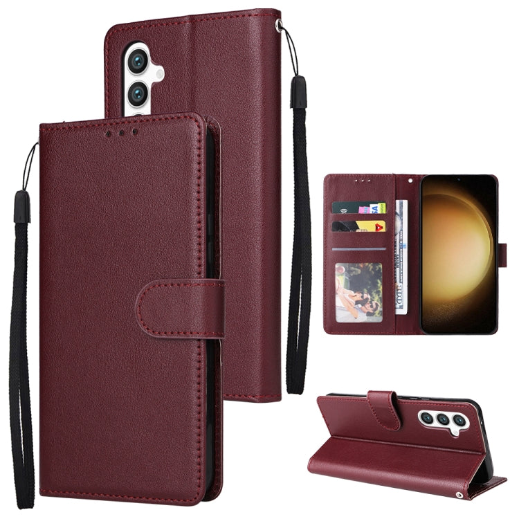 For Samsung Galaxy S25+ 5G 3-Card Slots Multifunctional Leather Phone Case(Wine Red) by buy2fix